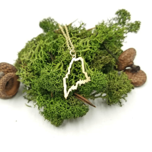 Maine Outline Gold Necklace